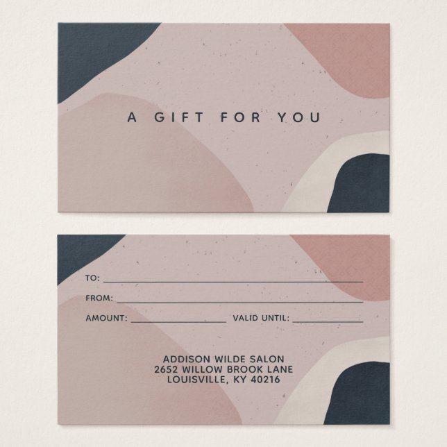 Pink Navy Blue Modern Abstrakte Formen Geschenkkar (Vorne & Hinten)