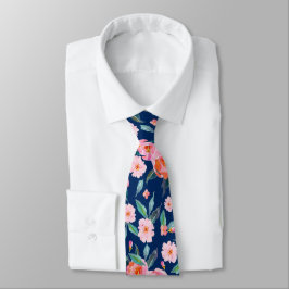 Pink Navy Blue Watercolor Rose Muster Hochzeit Krawatte