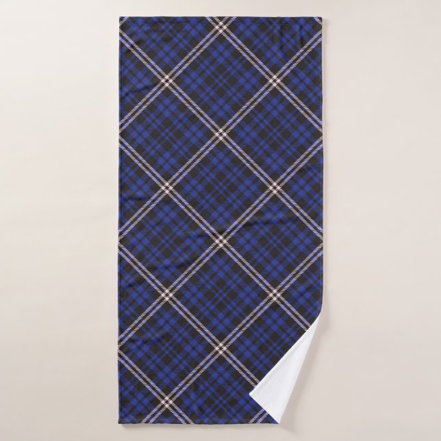 Pink Navy Diagonal Plaid Tartan textured Seamless  Badehandtuch (Badehandtuch)