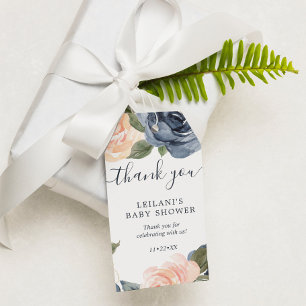 Pink Navy Floral Baby Dusche Wasserfarbe Vielen Da Geschenkanhänger