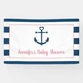 Pink Navy Girl Nautical Anchor Kinderdusche Banner