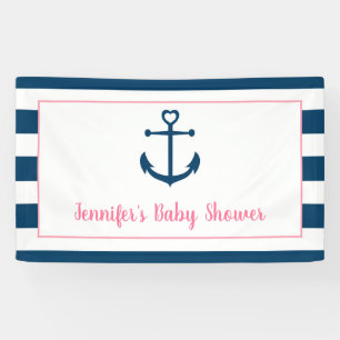 Pink Navy Girl Nautical Anchor Kinderdusche Banner