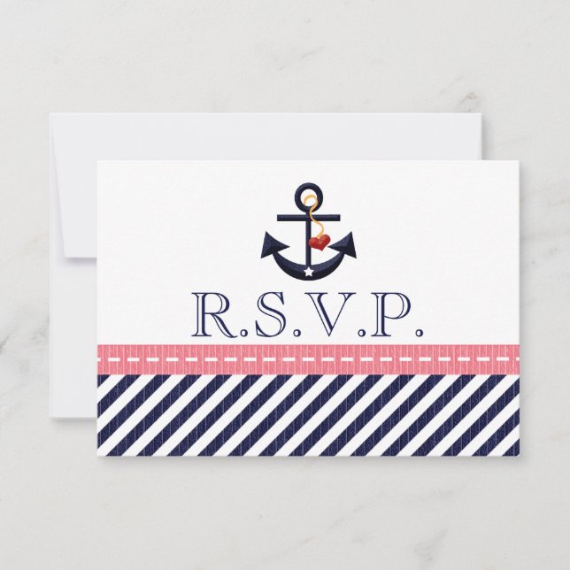 Pink Navy Nauchor UAWG Response Cards RSVP Karte (Vorderseite)