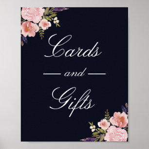 Pink Navy Peonies Cards und Geschenke Hochzeitspos Poster