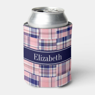 Pink Navy Welpe Patchwork Madras N Monogram Dosenkühler