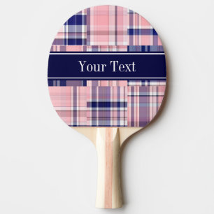 Pink Navy Welpe Patchwork Madras N Monogram Tischtennis Schläger