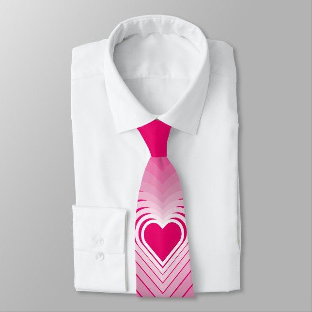 Pink Neck Tie mit Herz Krawatte (Gebunden)