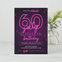 Pink Neon 60. Geburtstagsparty Lass uns glühen Cra