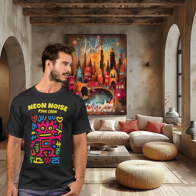 Pink Neon Alien - Funky Pop Art Creation T-Shirt (Von Creator hochgeladen)