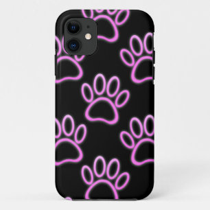 Pink Neon Dog Paw Print Case-Mate iPhone Hülle