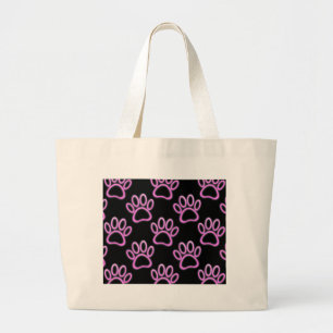 Pink Neon Dog Paw Print Jumbo Stoffbeutel