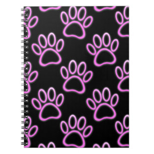 Pink Neon Dog Paw Print Notizblock