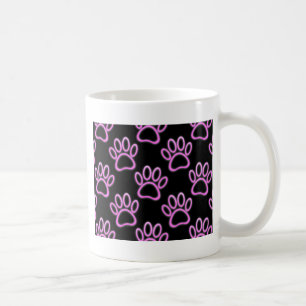 Pink Neon Dog Paw Print Tasse
