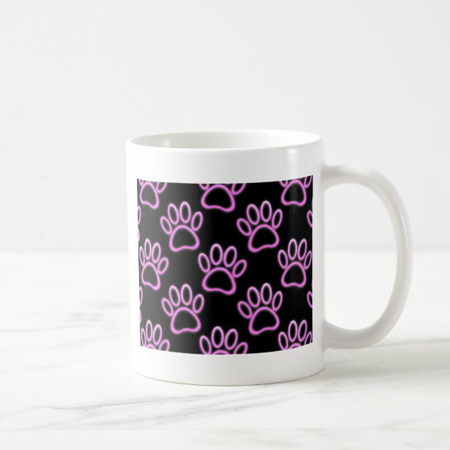 Pink Neon Dog Paw Print Tasse (Rechts)