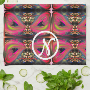 Pink Neon Hearts Geschirrtuch