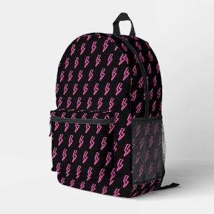 Pink Neon Lightning Bolt Muster Bedruckter Rucksack