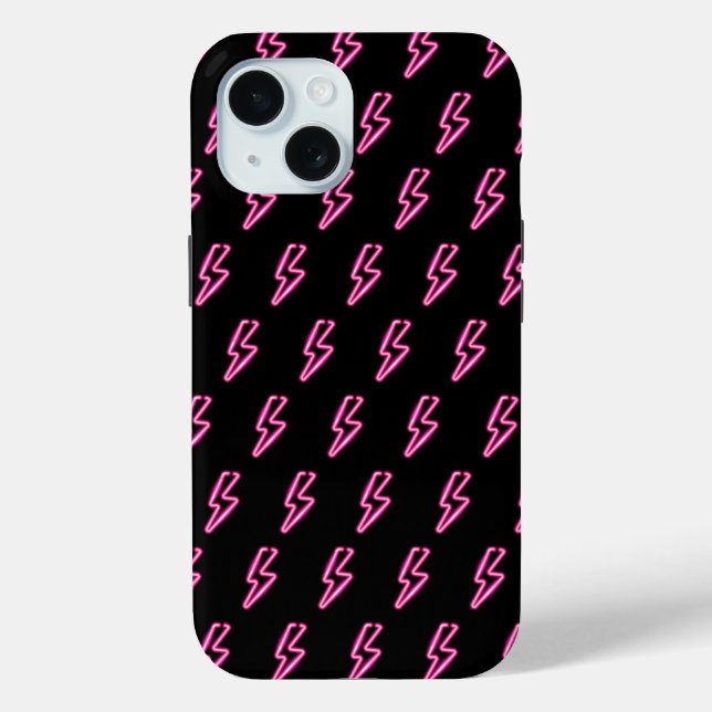 Pink Neon Lightning Bolt Muster Case-Mate iPhone Hülle (Rückseite)