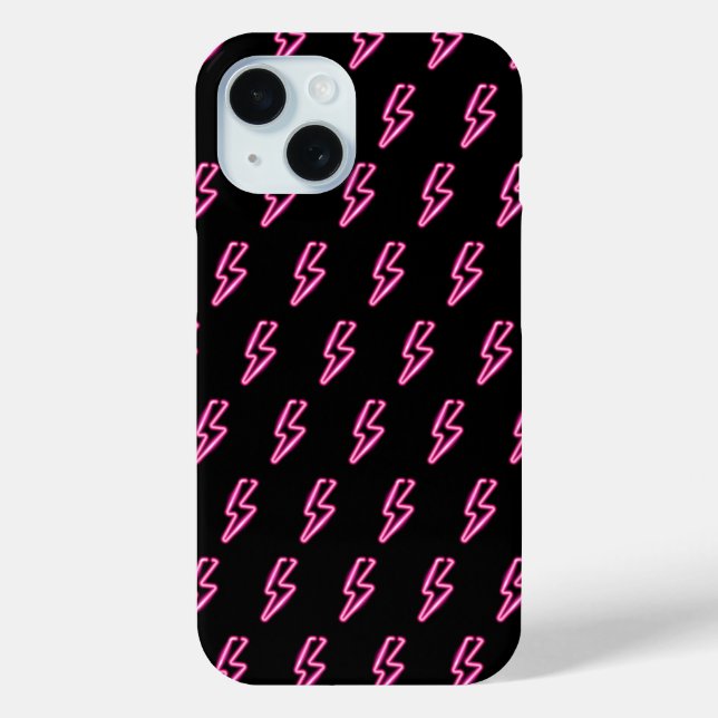 Pink Neon Lightning Bolt Muster Case-Mate iPhone Hülle (Rückseite)