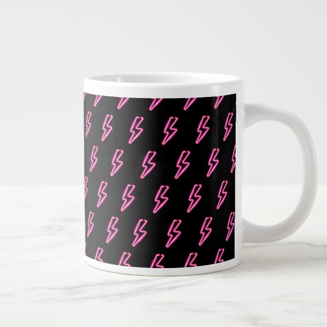 Pink Neon Lightning Bolt Muster Jumbo-Tasse (Rechts)