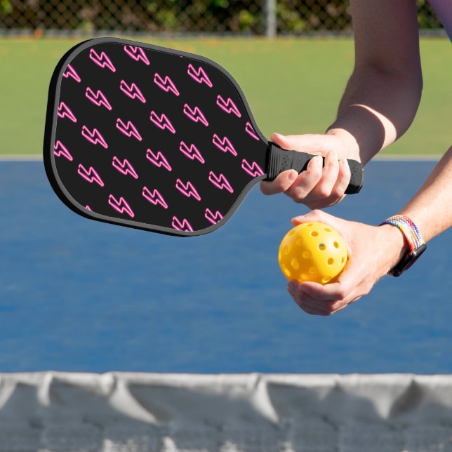 Pink Neon Lightning Bolt Muster Pickleball Schläger (InSitu)