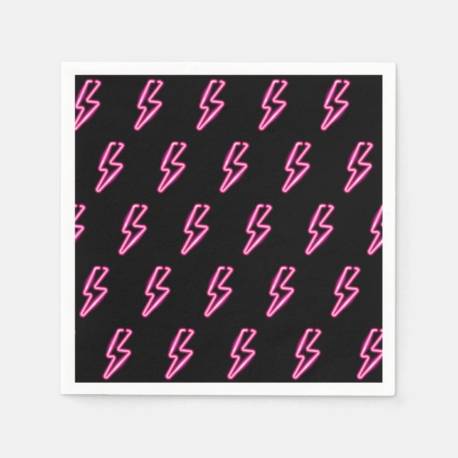 Pink Neon Lightning Bolt Muster Serviette (Vorderseite)