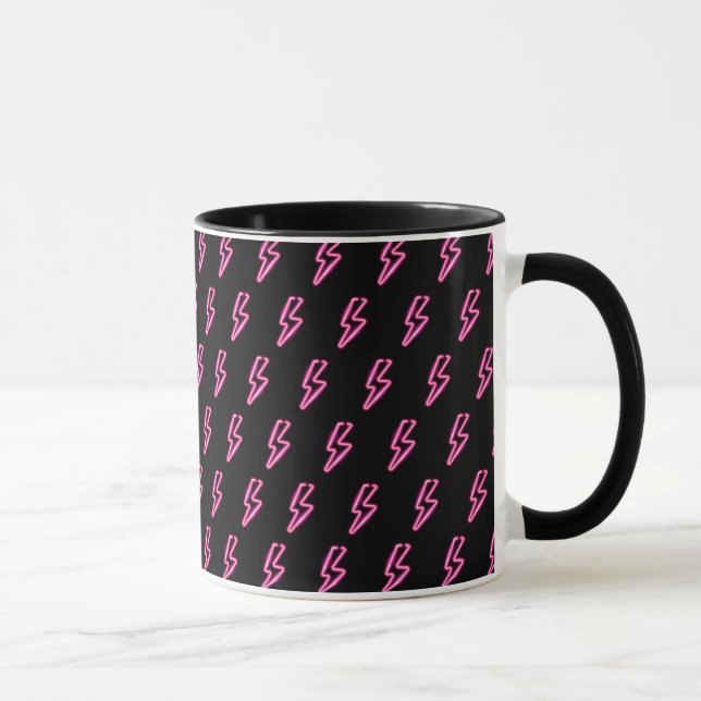 Pink Neon Lightning Bolt Muster Tasse (Rechts)