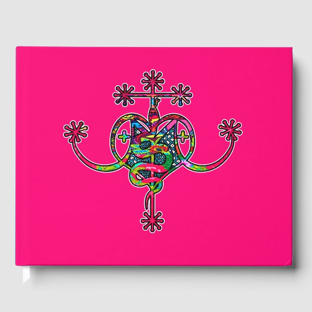 Pink Neon Marie Laveau Veve Sigil Gästebuch (Vorderseite)