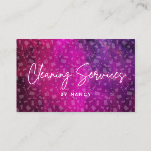 Pink Neon Reinigungs-Dienstmuster Visitenkarte