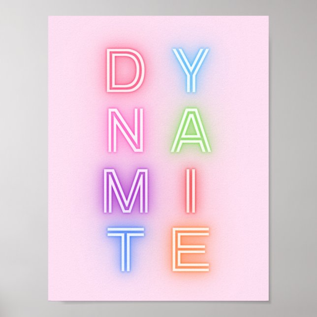 Pink Neon Sign Dynamite Minimal Bright farbenfroh Poster (Vorne)