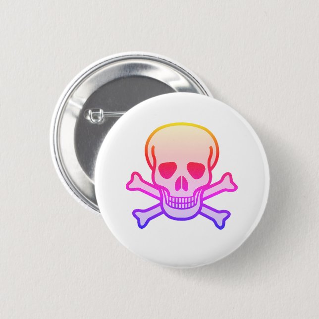 Pink Neon Skull White Button (Vorne & Hinten)