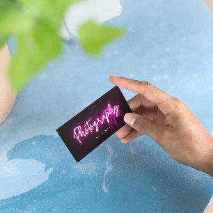 Pink Neon & Smoke Fotoschrift Visitenkarte