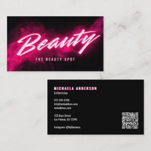 Pink Neon & Smoke Lash Tech QR-Code & Social-Media Visitenkarte