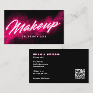 Pink Neon & Smoke Lash Tech QR-Code & Social-Media Visitenkarte