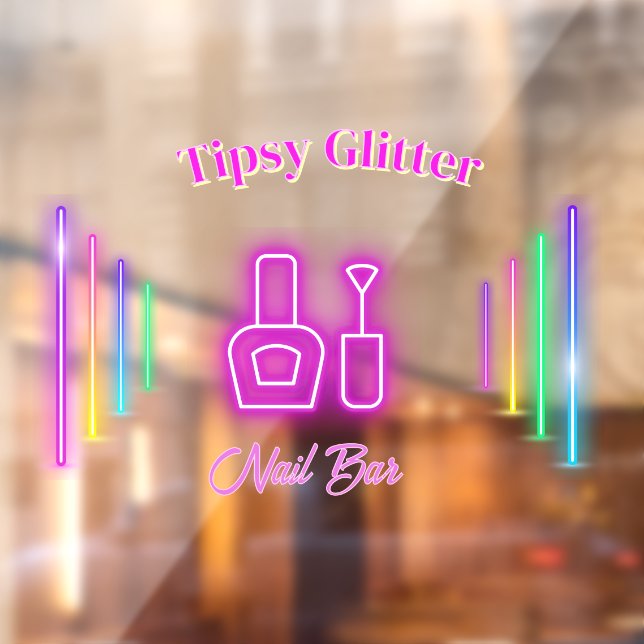 Pink Neon Trendy Glow Inspiriert Nail Studio Bar Fensteraufkleber (Blatt 2)