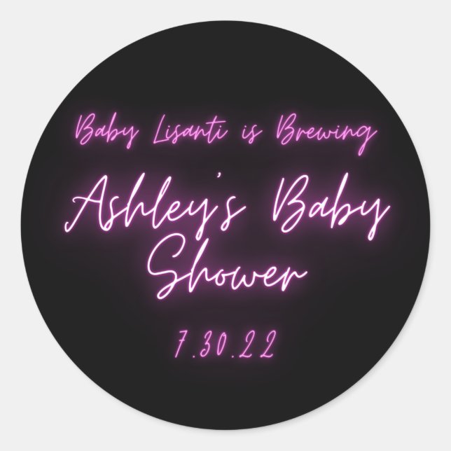 Pink Neon Vielen Dank für den trendy Classic Round Runder Aufkleber (Vorderseite)