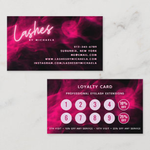 Pink Neon Wimpern/Wimpernverlängerung Treuekarten Visitenkarte