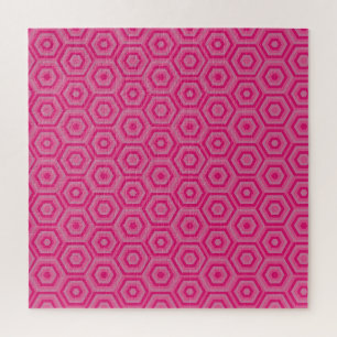 Pink Nested Hexagons Jigsaw Puzzle