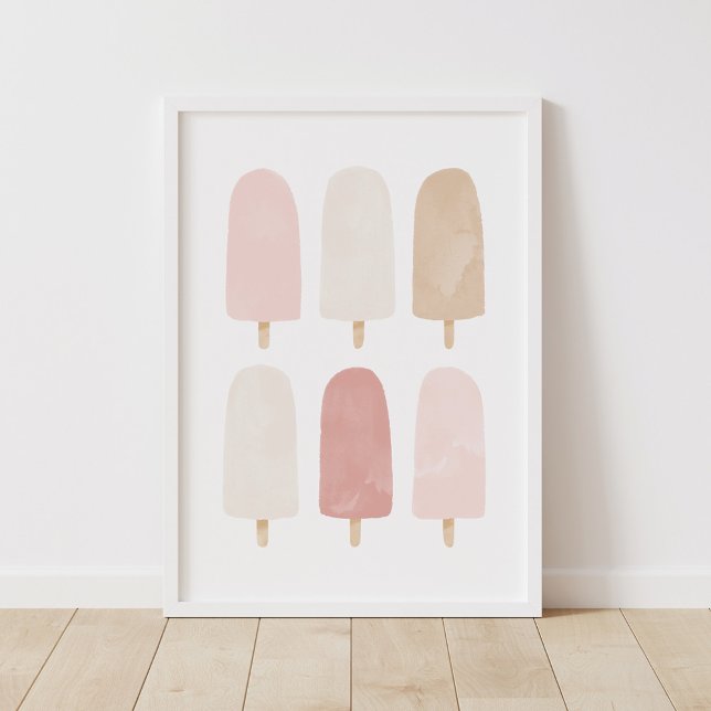 Pink Neutral Watercolor Popsicle Girls Room Poster (Von Creator hochgeladen)