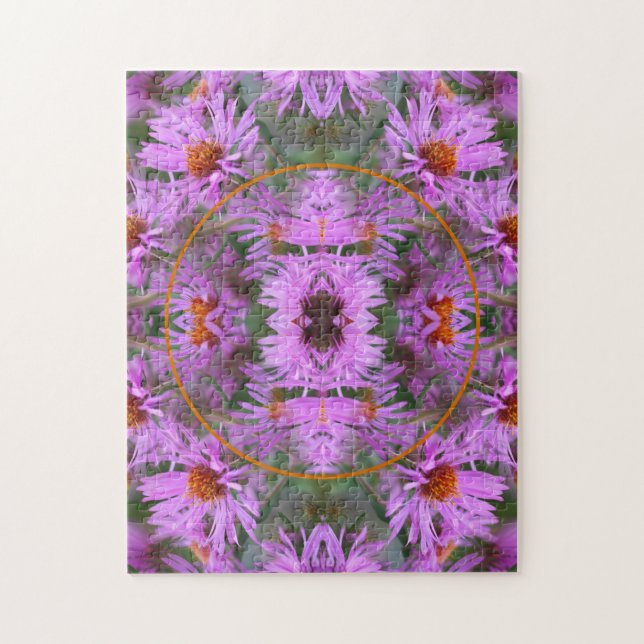 Pink New England Aster Blume hinzufügen Ihr Foto Puzzle (Vertikal)