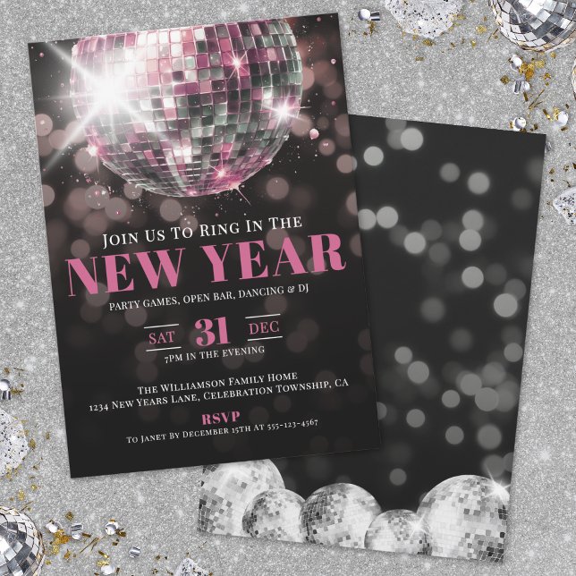 Pink New Year's Eve Party Einladung (Pink New Year's Eve Party Invitation)