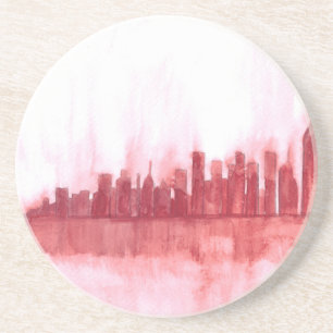 Pink New York City Moderne Aquarellfarben cool Getränkeuntersetzer