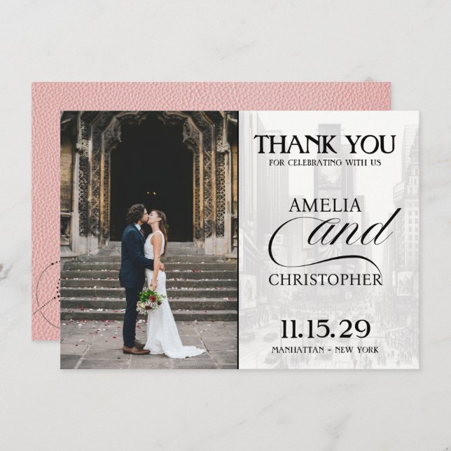 Pink New York City Passport Dankeskarte (Vorne/Hinten)