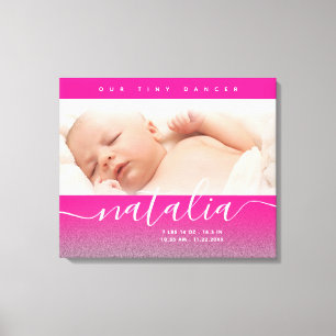 Pink Newborn Baby Foto Glitzer Leinwanddruck