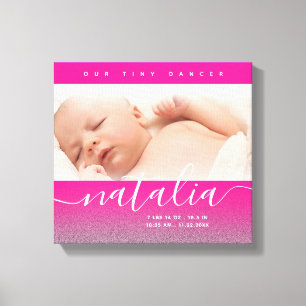 Pink Newborn Baby Foto Glitzer Leinwanddruck