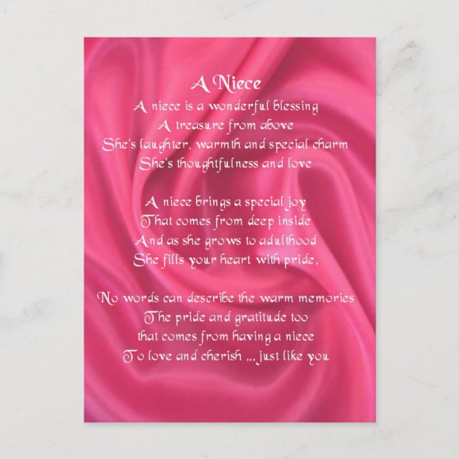 Pink - Niece Gedicht Postkarte (Vorderseite)