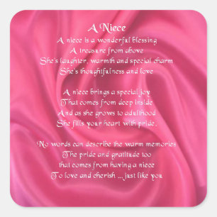 Pink - Niece Gedicht Quadratischer Aufkleber