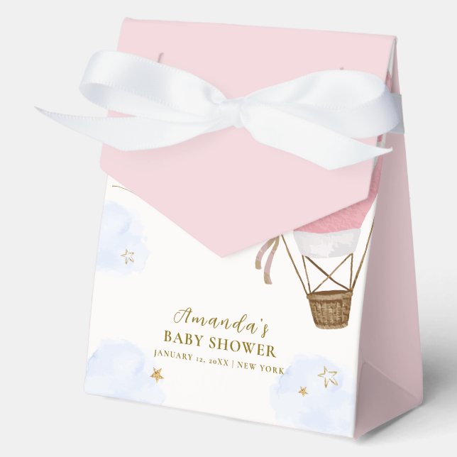 Pink Niedlich Adventure Hot Air Ballon Babydusche Geschenkschachtel (Vorderseite)
