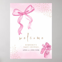 Pink Niedlich Ballerina Shows Bow Begrüßung Baby D