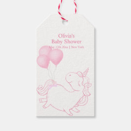 Pink Niedlich Balloon Unicorn Kinderdusche Geschenkanhänger