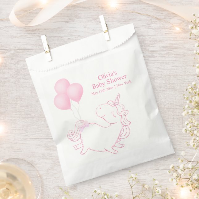 Pink Niedlich Balloon Unicorn Kinderdusche Geschenktütchen (Ausgeschnitten)